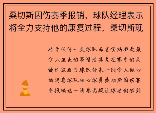 桑切斯因伤赛季报销，球队经理表示将全力支持他的康复过程，桑切斯现在在哪个队